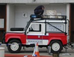 Hong Kong Police Bomb Disposal Land Rovers with helicopter compatible roll cage